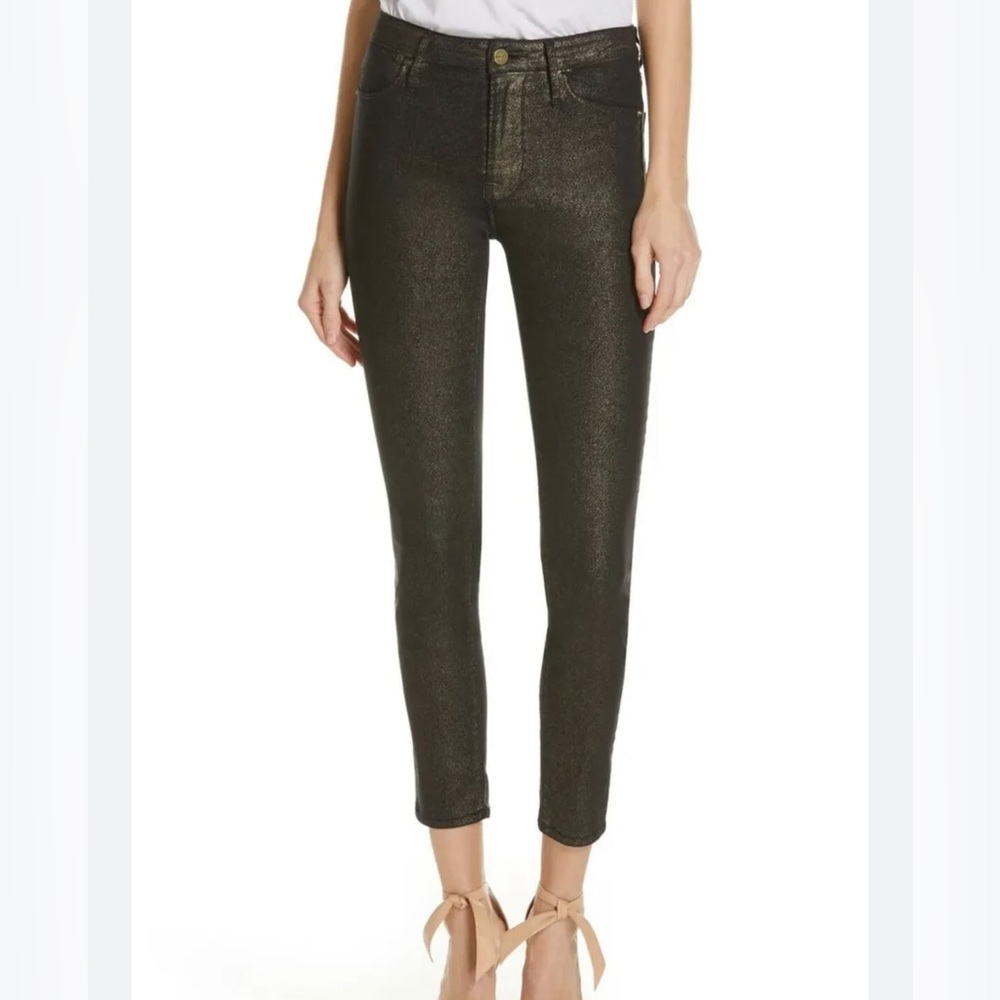 NWOT FRAME METALLIC DENIM JEANS - SIZE 28 GOLD